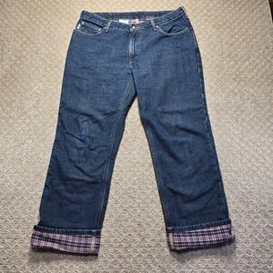 Carhartt Women's 12x30 Flannel Lined Jeans Blue Denim Straight Leg Workwear